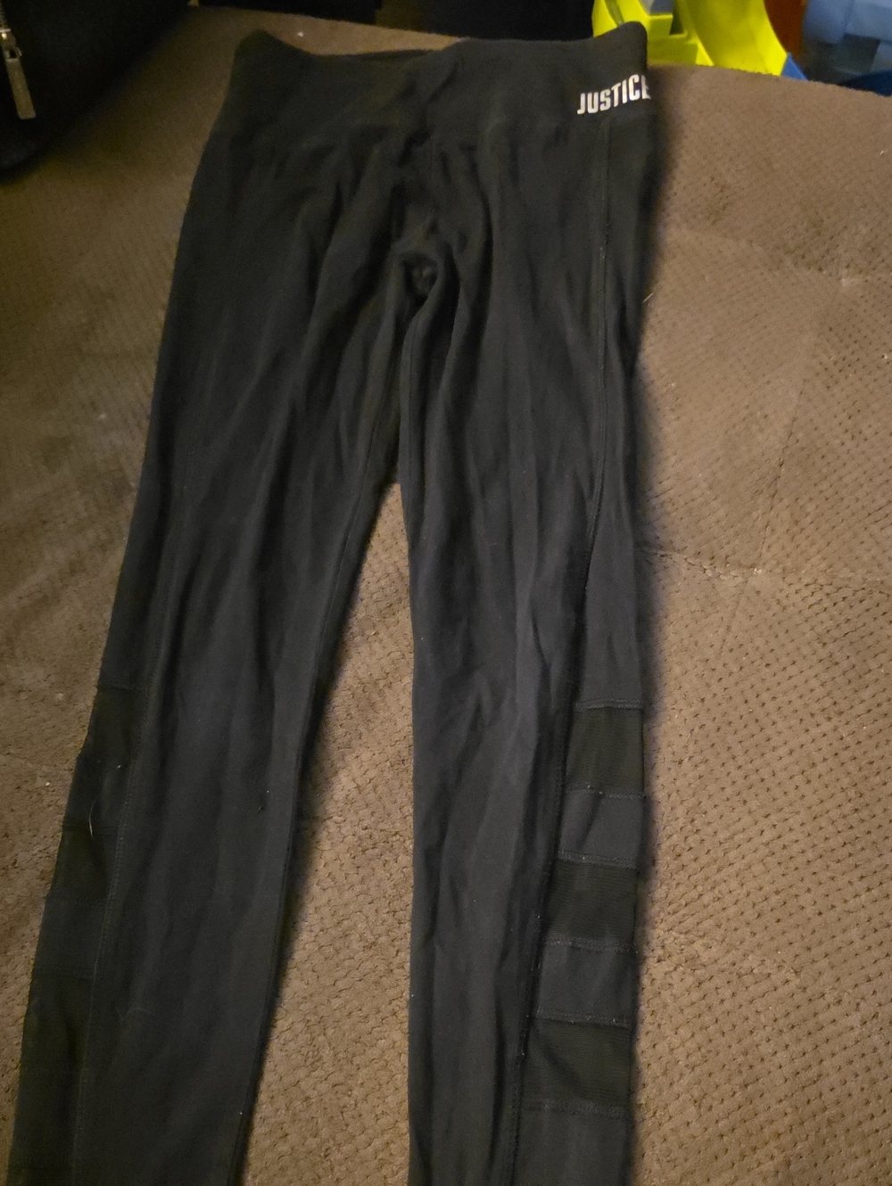 Justice Black Girls Athletic Leggings with Mesh Panels, Size 14/16